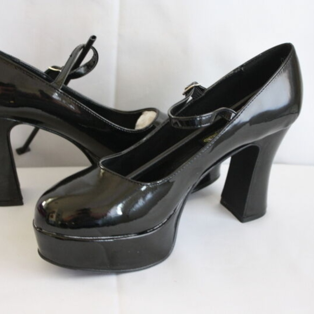 Funtasma Schoolgirl-50 Black Mary Jane Heels Size 10 Y2K